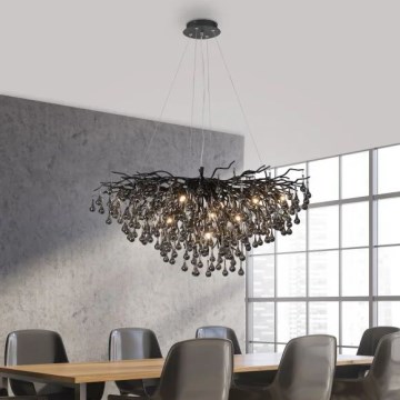 Paul Neuhaus 2192-18 - Pakabinamas šviestuvas ICICLE su laidu 10xG9/40W/230V 50x100 cm juodas