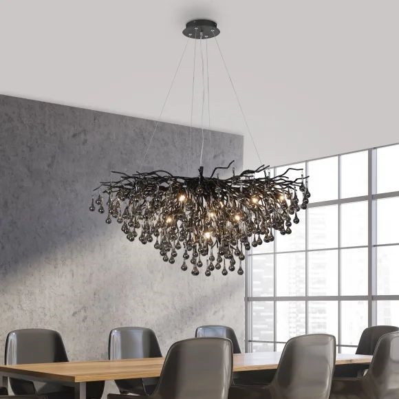 Paul Neuhaus 2192-18 - Pakabinamas šviestuvas ICICLE su laidu 10xG9/40W/230V 50x100 cm juodas