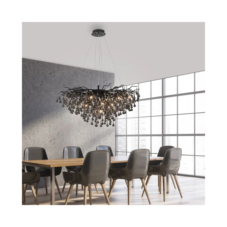 Paul Neuhaus 2192-18 - Pakabinamas šviestuvas ICICLE su laidu 10xG9/40W/230V 50x100 cm juodas