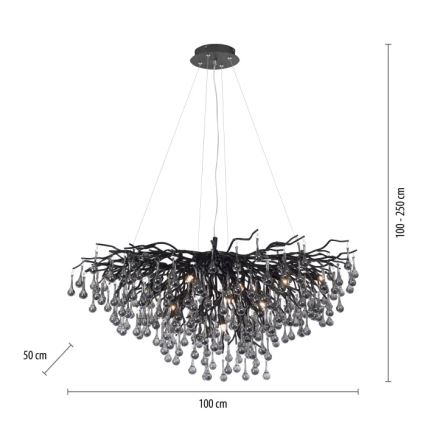 Paul Neuhaus 2192-18 - Pakabinamas šviestuvas ICICLE su laidu 10xG9/40W/230V 50x100 cm juodas