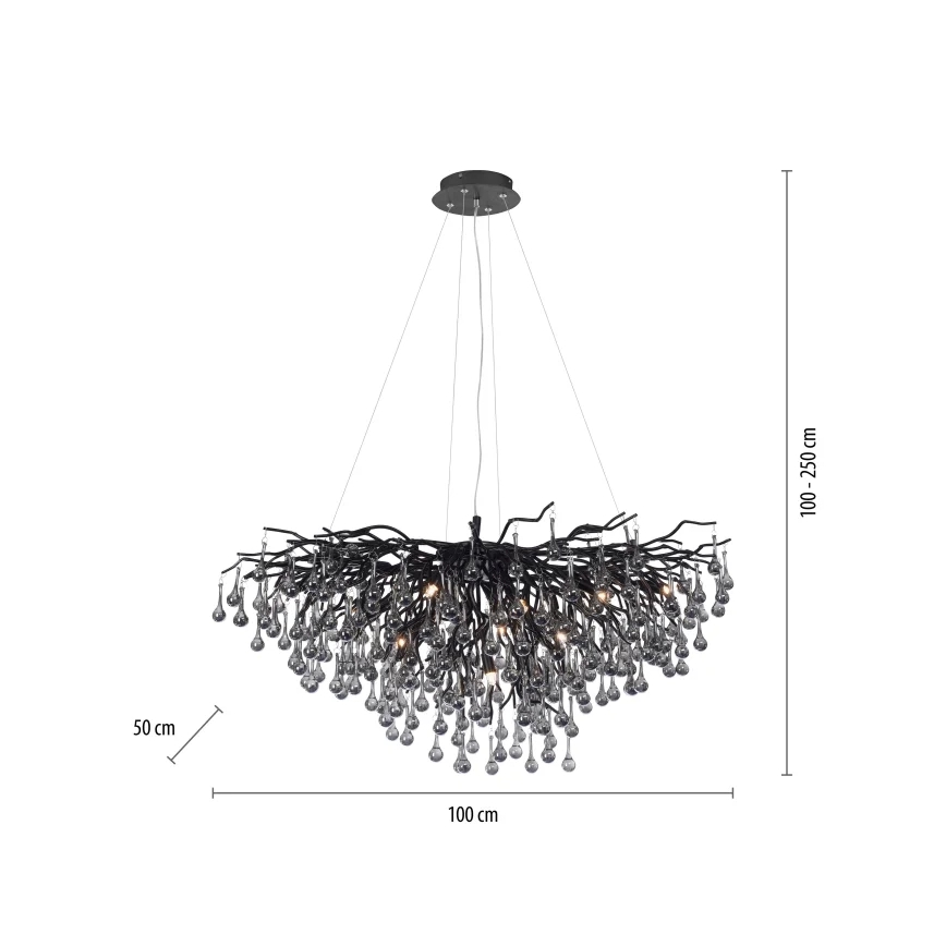 Paul Neuhaus 2192-18 - Pakabinamas šviestuvas ICICLE su laidu 10xG9/40W/230V 50x100 cm juodas
