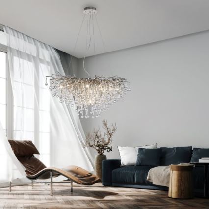 Paul Neuhaus 2192-55 - Pakabinamas sietynas ICICLE 10xG9/40W/230V 50x100 cm blizgus chromas