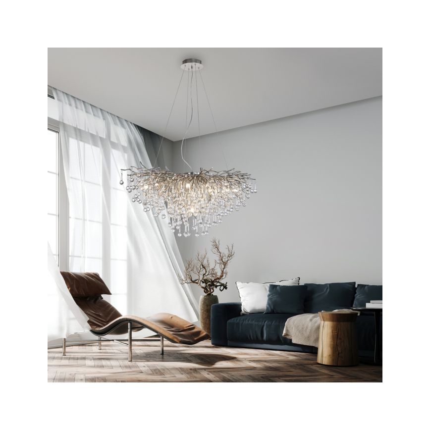 Paul Neuhaus 2192-55 - Pakabinamas sietynas ICICLE 10xG9/40W/230V 50x100 cm blizgus chromas