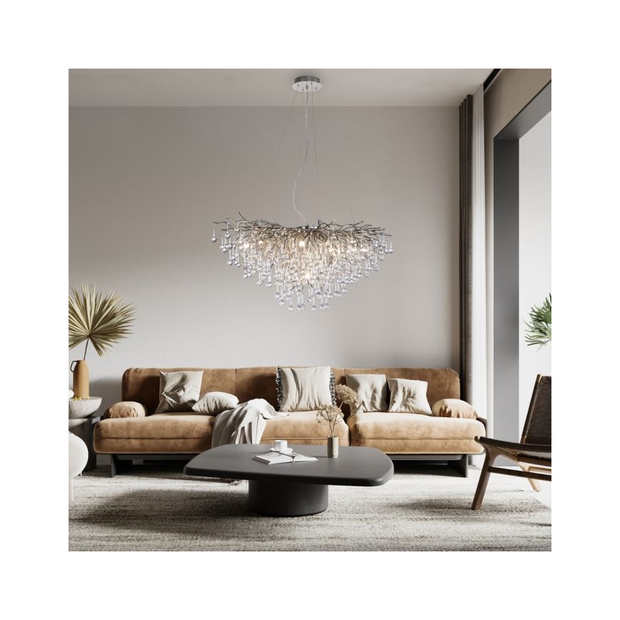Paul Neuhaus 2192-55 - Pakabinamas sietynas ICICLE 10xG9/40W/230V 50x100 cm blizgus chromas