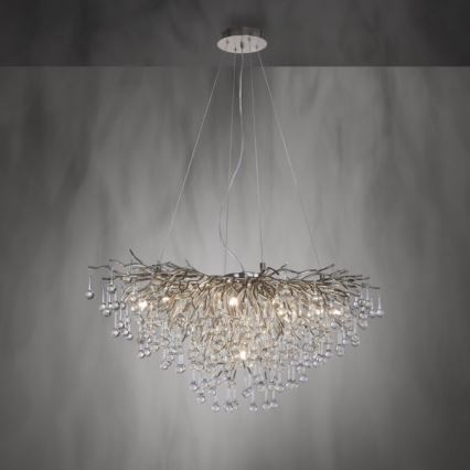 Paul Neuhaus 2192-55 - Pakabinamas sietynas ICICLE 10xG9/40W/230V 50x100 cm blizgus chromas