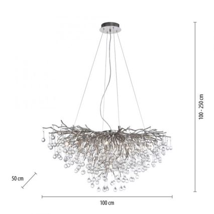 Paul Neuhaus 2192-55 - Pakabinamas sietynas ICICLE 10xG9/40W/230V 50x100 cm blizgus chromas