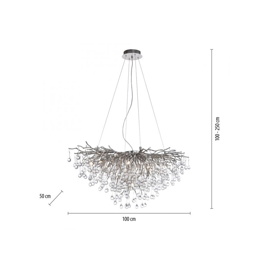 Paul Neuhaus 2192-55 - Pakabinamas sietynas ICICLE 10xG9/40W/230V 50x100 cm blizgus chromas