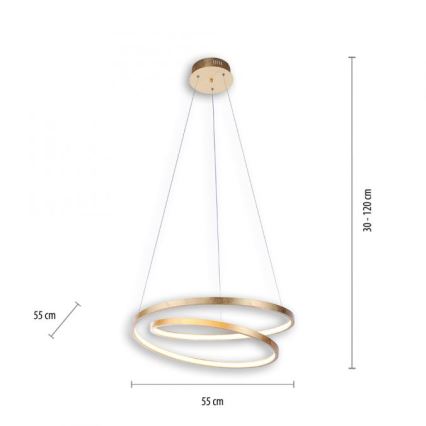 Paul Neuhaus 2472-12 - LED Reguliuojamas pakabinamas sietynas ROMAN LED/30W/230V aukso spalvos