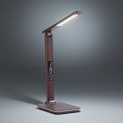 Paul Neuhaus 4595-23 - LED reguliuojama lietimui jautri stalinė lempa su belaidžiu įkrovimu ADRIANO LED/5W/230V ruda