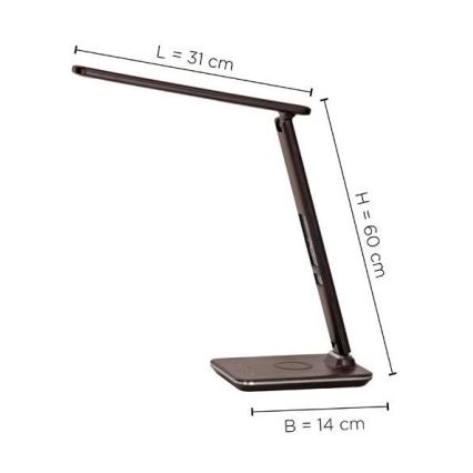 Paul Neuhaus 4595-23 - LED reguliuojama lietimui jautri stalinė lempa su belaidžiu įkrovimu ADRIANO LED/5W/230V ruda