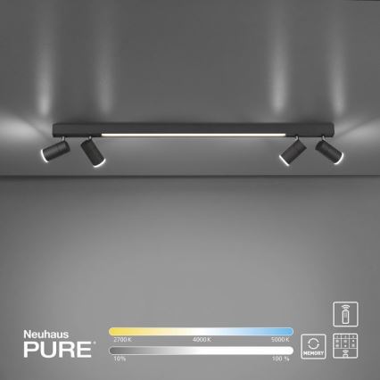 Paul Neuhaus 6121-13 - LED pritemdomas akcentinis apšvietimas PURE 4xLED/4W/230V + LED/9W 2700-5000K + nuotolinio valdymo pultas