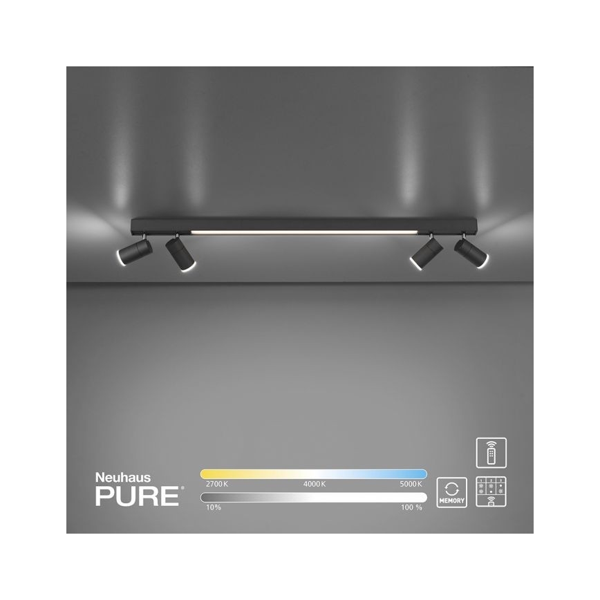 Paul Neuhaus 6121-13 - LED pritemdomas akcentinis apšvietimas PURE 4xLED/4W/230V + LED/9W 2700-5000K + nuotolinio valdymo pultas