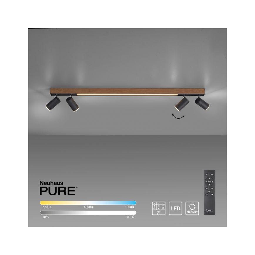 Paul Neuhaus 6121-79 - LED pritemdomas akcentinis apšvietimas PURE 4xLED/4W/230V + LED/9W 2700-5000K + nuotolinio valdymo pultas