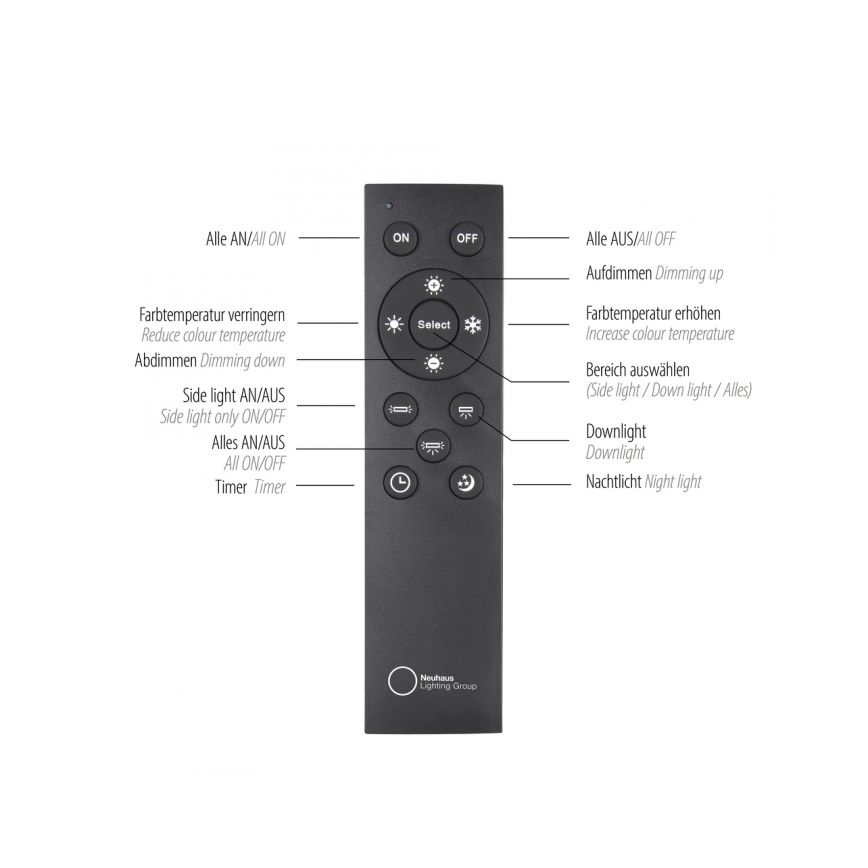 Paul Neuhaus 6121-79 - LED pritemdomas akcentinis apšvietimas PURE 4xLED/4W/230V + LED/9W 2700-5000K + nuotolinio valdymo pultas