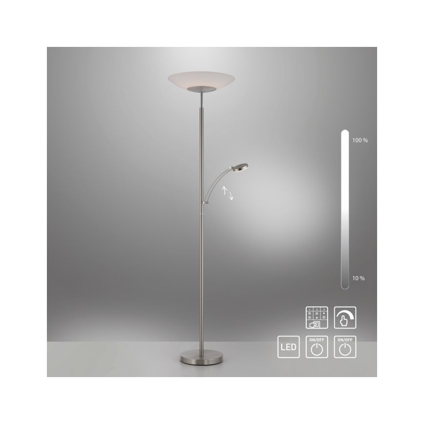 Paul Neuhaus 655-55 - LED pritemdomas toršeras ALFRED 1xLED/28W+1xLED/4W/230V blizgus chromas