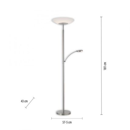Paul Neuhaus 655-55 - LED pritemdomas toršeras ALFRED 1xLED/28W+1xLED/4W/230V blizgus chromas