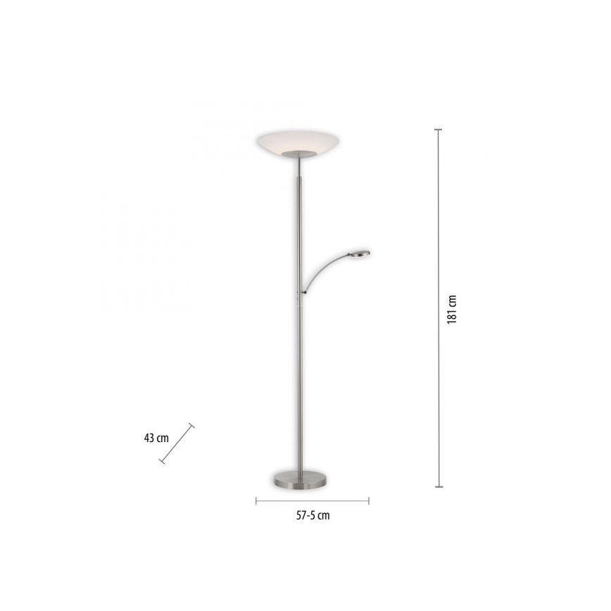 Paul Neuhaus 655-55 - LED pritemdomas toršeras ALFRED 1xLED/28W+1xLED/4W/230V blizgus chromas