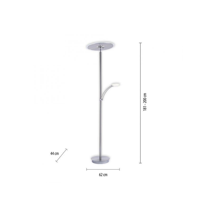Paul Neuhaus 673-55 - LED pritemdomas toršeras ARTUR 2xLED/21W/230V+1xLED/6W blizgus chromas