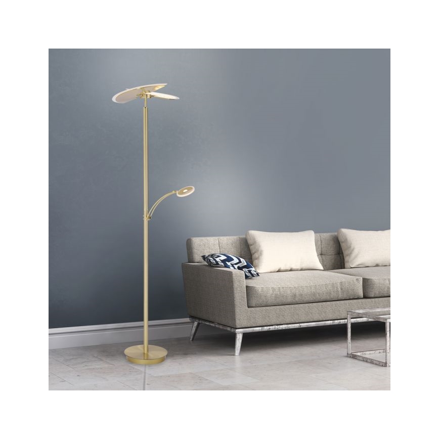 Paul Neuhaus 673-60 - LED dimeriuojama grindinė lempa ARTUR 2xLED/21W/230V+LED/6W auksinė