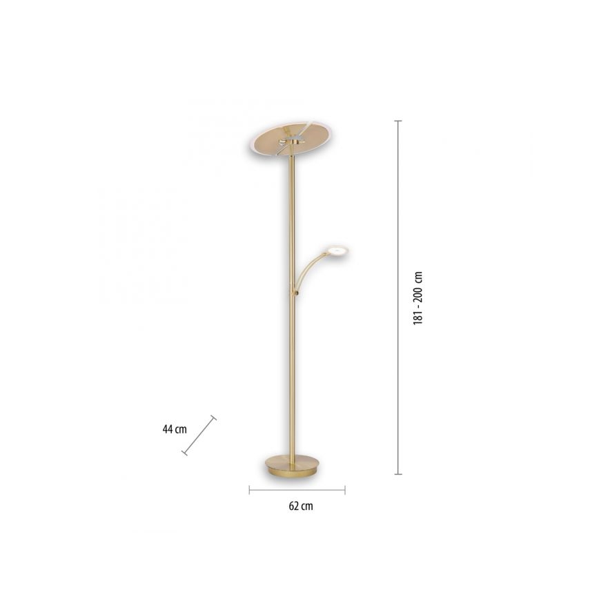 Paul Neuhaus 673-60 - LED dimeriuojama grindinė lempa ARTUR 2xLED/21W/230V+LED/6W auksinė