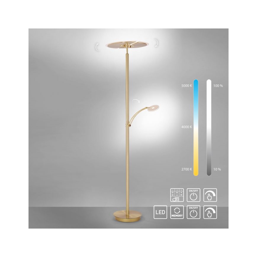 Paul Neuhaus 673-60 - LED Reguliuojamas toršeras ARTUR 2xLED/21W/230V+1xLED/6W aukso spalvos