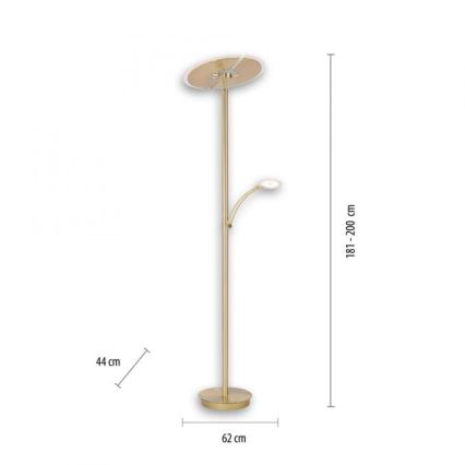 Paul Neuhaus 673-60 - LED Reguliuojamas toršeras ARTUR 2xLED/21W/230V+1xLED/6W aukso spalvos