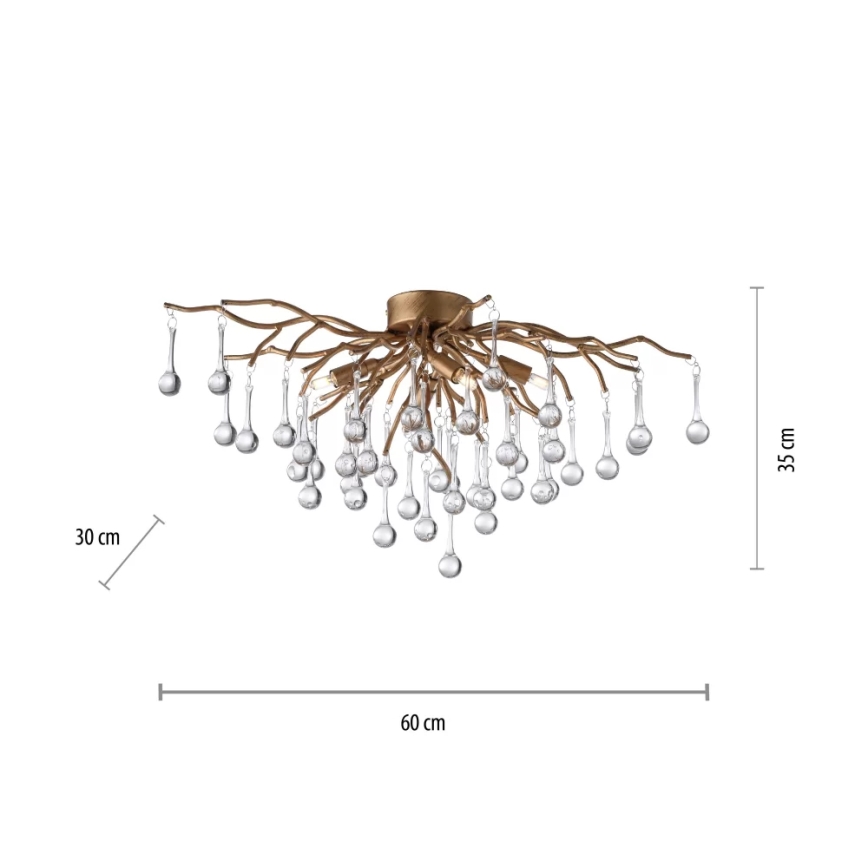 Paul Neuhaus 8090-11 - Tvirtinamas sietynas ICICLE 4xG9/40W/230V 30x60 cm žalvaris