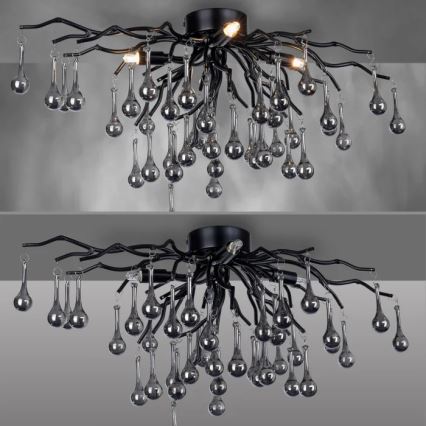 Paul Neuhaus 8090-18 - Paviršinio montavimo lubų šviestuvas ICICLE 4xG9/40W/230V 30x60 cm juodas
