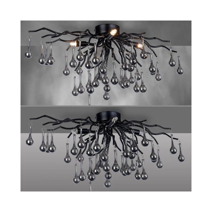 Paul Neuhaus 8090-18 - Paviršinio montavimo lubų šviestuvas ICICLE 4xG9/40W/230V 30x60 cm juodas