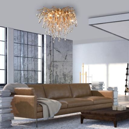 Paul Neuhaus 8091-11 - Tvirtinamas sietynas ICICLE 9xG9/40W/230V diametras 50 cm žalvaris