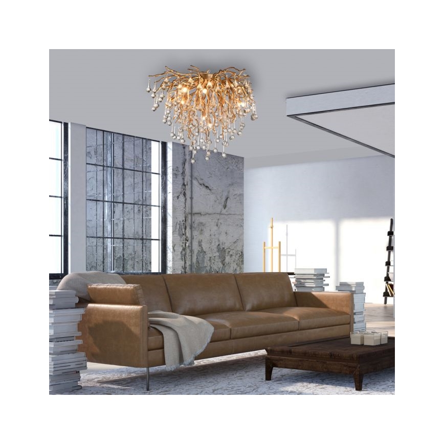 Paul Neuhaus 8091-11 - Tvirtinamas sietynas ICICLE 9xG9/40W/230V diametras 50 cm žalvaris