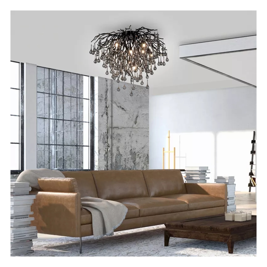 Paul Neuhaus 8091-18 - Prie lubų montuojama liustra ICICLE 9xG9/40W/230V skersmuo 50 cm juoda