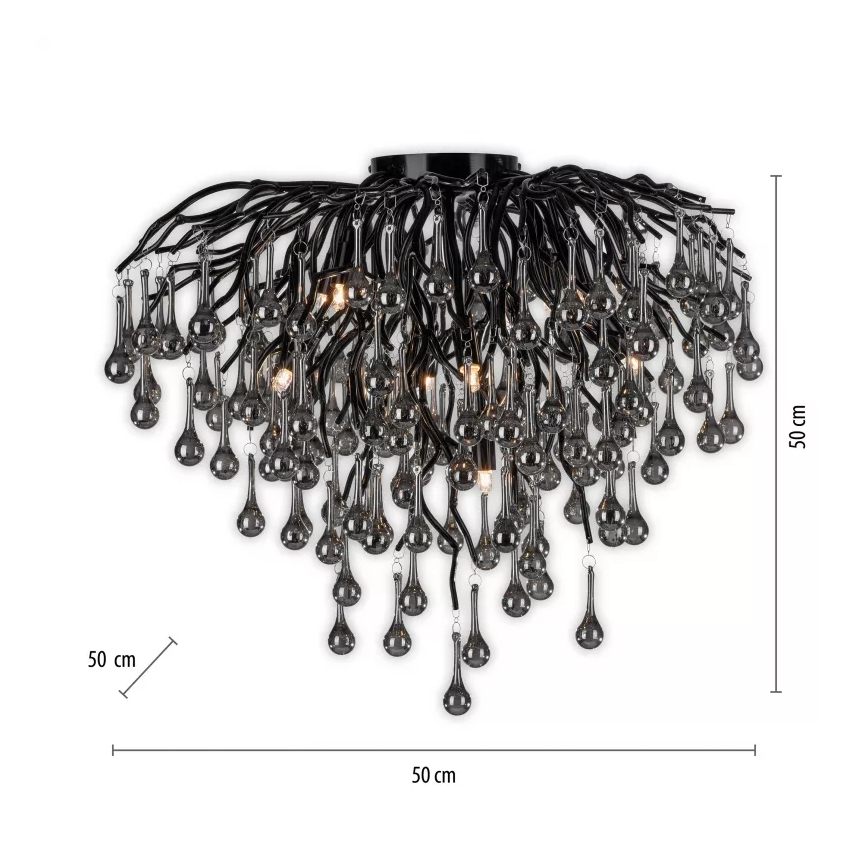 Paul Neuhaus 8091-18 - Prie lubų montuojama liustra ICICLE 9xG9/40W/230V skersmuo 50 cm juoda