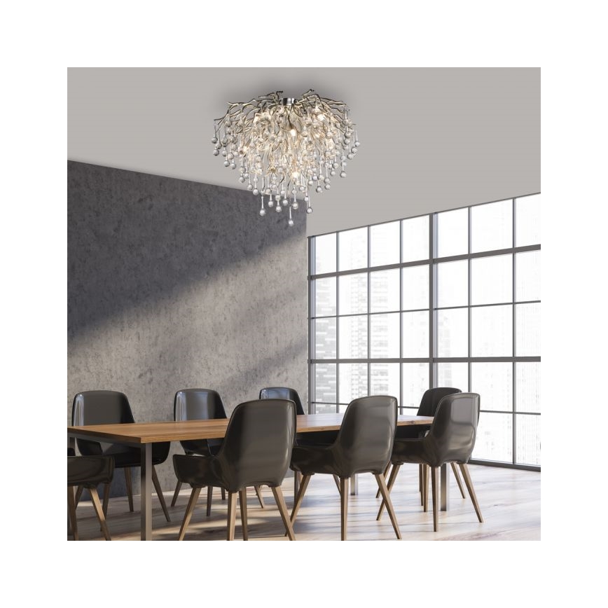 Paul Neuhaus 8091-55 - Tvirtinamas sietynas ICICLE 9xG9/40W/230V diametras 50 cm blizgus chromas