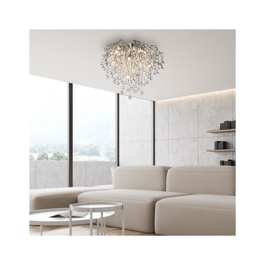 Paul Neuhaus 8091-55 - Tvirtinamas sietynas ICICLE 9xG9/40W/230V diametras 50 cm blizgus chromas