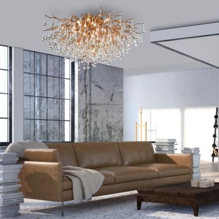 Paul Neuhaus 8092-11 - Tvirtinamas sietynas ICICLE 14xG9/40W/230V diametras 100 cm žalvaris