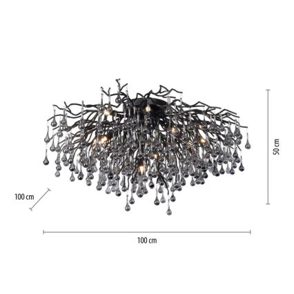 Paul Neuhaus 8092-18 - Prie lubų montuojamas šviestuvas ICICLE 14xG9/40W/230V skers. 100 cm juoda