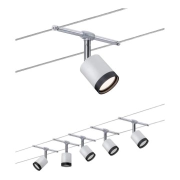 Paulmann 3981 - Komplektas 5xLED/4W: pilna TUBE 230V kabelinė sistema, matinis chromas/juodos spalvos