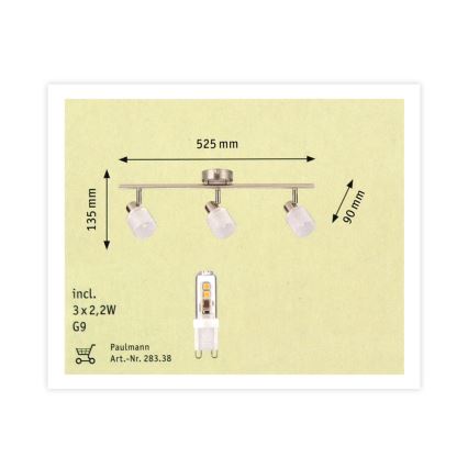 Paulmann 60200 - 3xLED-G9/2,2W Akcentinis šviestuvas HELIX 230V