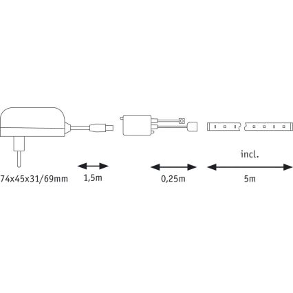 Paulmann 70480 - LED RGBW/16,5W Reguliuojama juostelė DIGITAL 5 m 230V + nuotolinio valdymo pultas