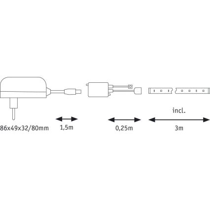 Paulmann 70481 - LED RGBW/9,6W Reguliuojama juostelė DIGITAL 3 m 230V + nuotolinio valdymo pultas