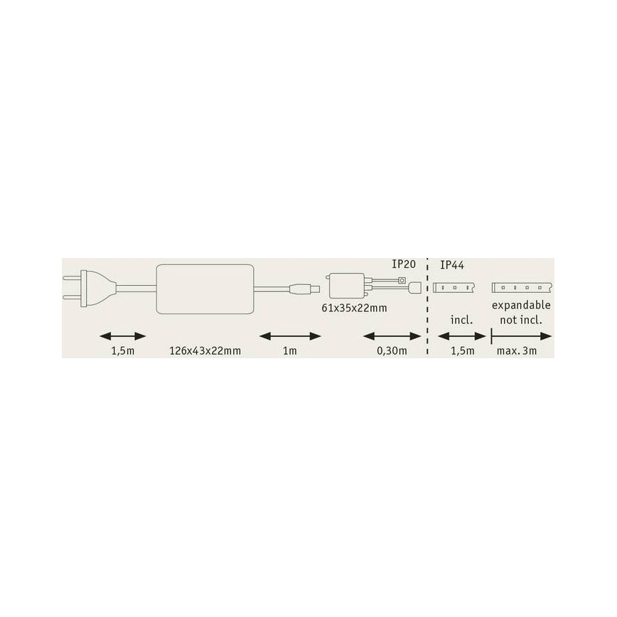 Paulmann 70623 - LED/10W IP44 Pritemdoma vonios juostelė MAXLED 1,5 m 2700-6500K 230V + nuotolinio valdymo pultas