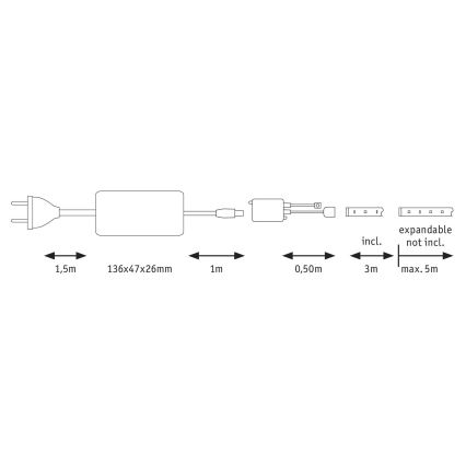 Paulmann 70624 - LED/20W Reguliuojama juostelė MAXLED 3m 230V + nuotolinio valdymo pultas