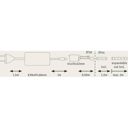 Paulmann 70627 - LED RGB/18W IP44 Pritemdoma vonios juostelė MAXLED 1,5 m 230V + nuotolinio valdymo pultas