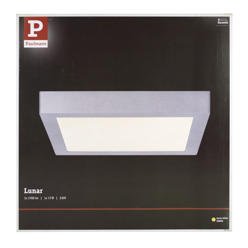 Paulmann 70650 - LED/17W Lubinis šviestuvas LUNAR 230V 30x30 cm matinis chromas
