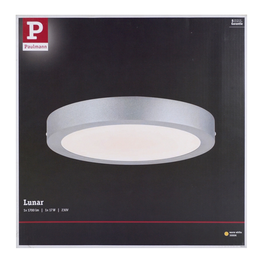 Paulmann 70655 - LED/17W Lubinis šviestuvas LUNAR 230V diametras 30 cm matinis chromas