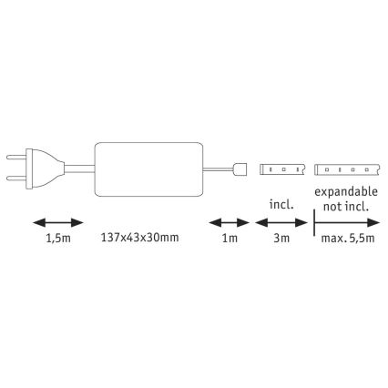 Paulmann 70665 - LED/18W IP44 Pritemdoma vonios juostelė MAXLED 3 m 6500K 230V