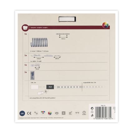 Paulmann 70673 - LED RGB/40W Reguliuojama juosta MAXLED 3m 230V + valdymo pultas