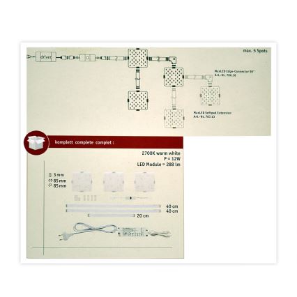 Paulmann 70710 - KOMPLEKTAS 3xLED/3,3W Baldų apšvietimas su jutikliu SOFTPAD 230V 2700K