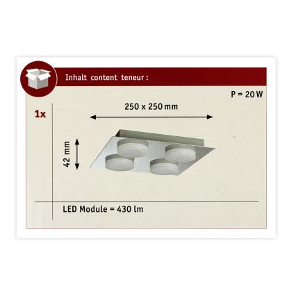 Paulmann 70875 - 4xLED/5W IP23 Vonios lubinis šviestuvas DORADUS 230V